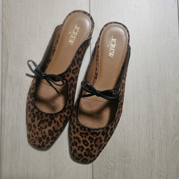 J. Crew Women's Brown Leopard Print Mules Flats Size 8.5 - Picture 1 of 5